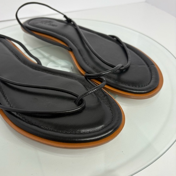 J. Crew Sorrento Black Asymmetric Strap Flat Sandals Women’s 10.5 Summer Dressy - Picture 3 of 6